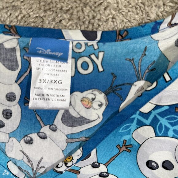 Disney Frozen Olaf Snowman Winter Scrubs Medical Plus Size Front Pockets 3X - Picture 5 of 5